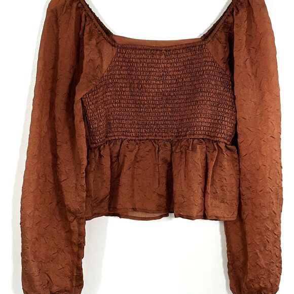 Gilli Top Size Small Peasant Smocked Back Square Neckline Crinkle Smocked Back - Picture 9 of 10